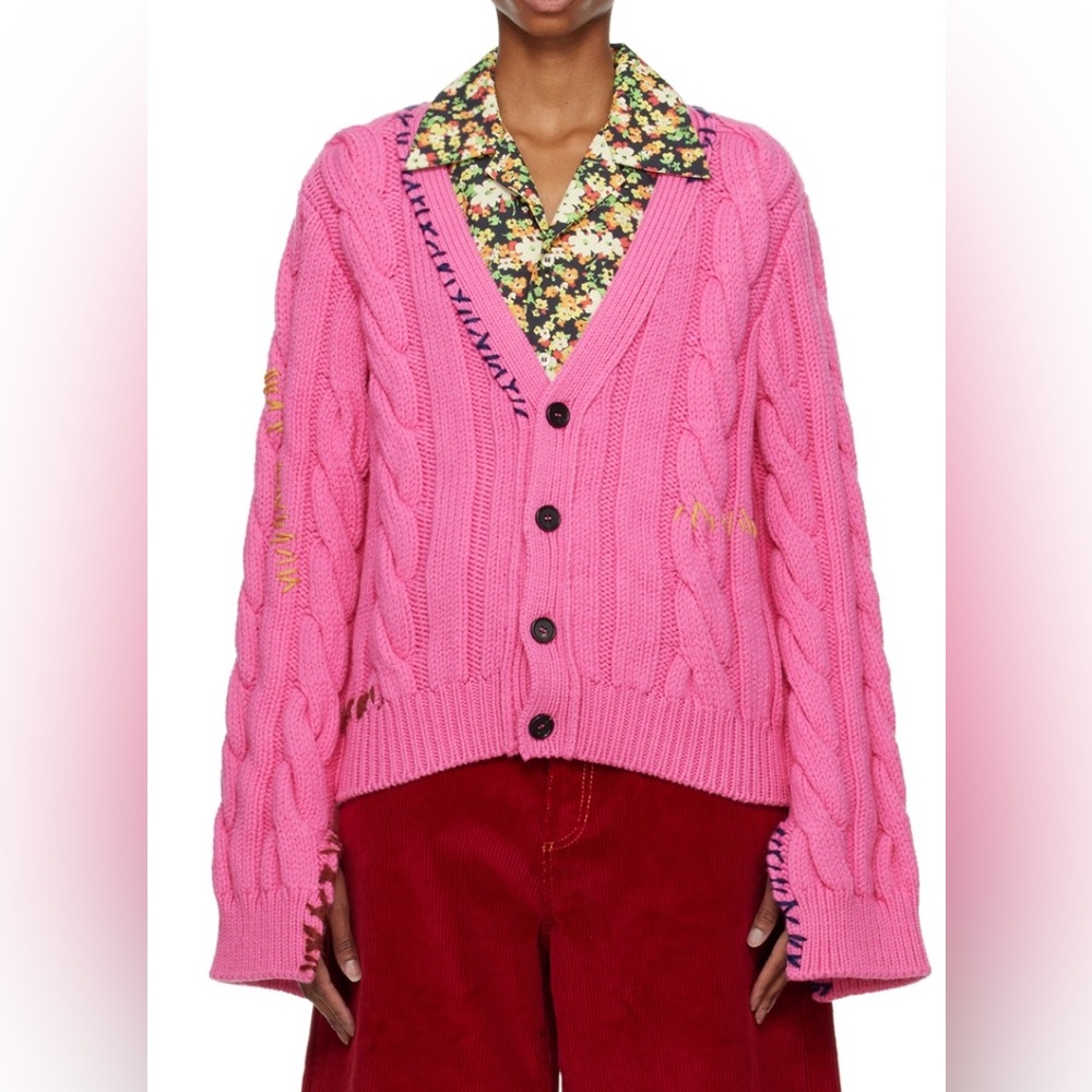 Marni pink cable knit cardigan